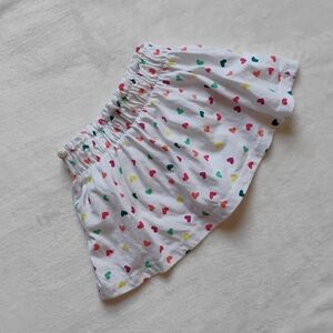 Cute Essential Summer Skort | Elastic Waist White Colorful Hearts | 12M